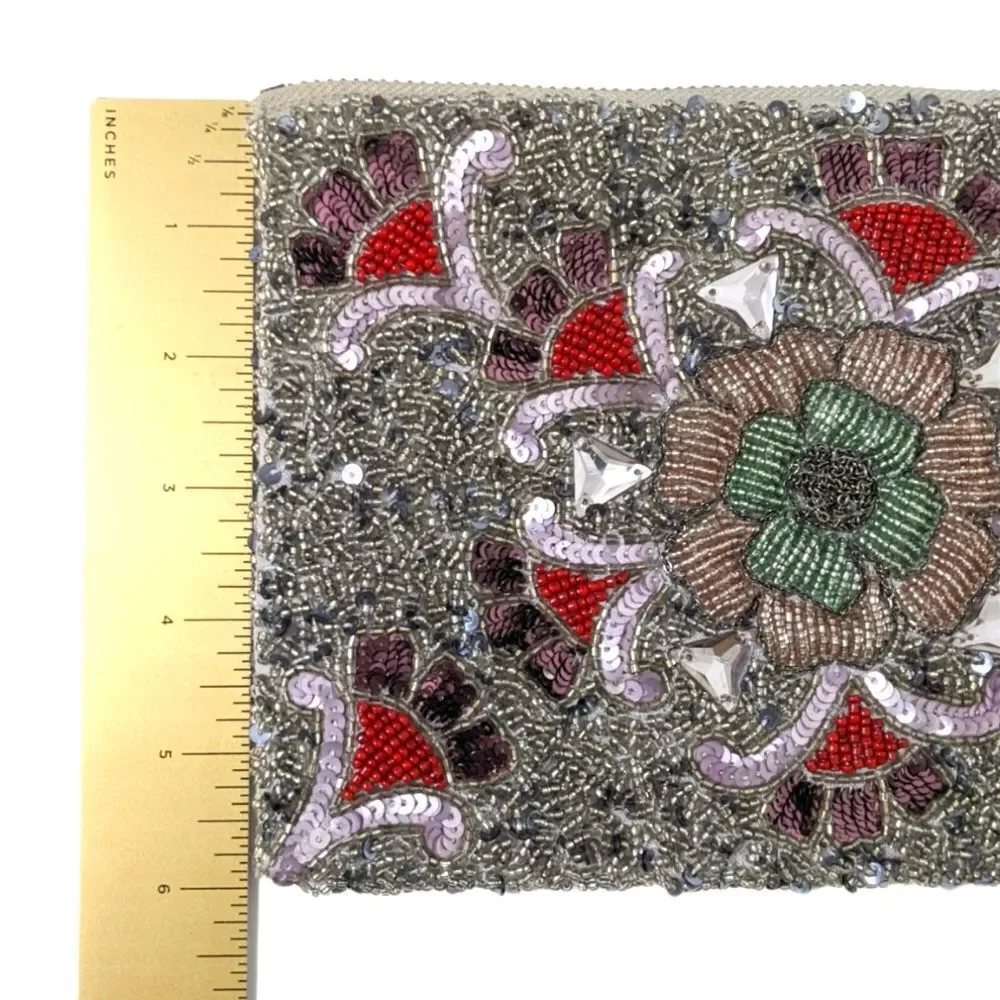 FLORAL Beaded Gemstone Clutch Pouch Bag
